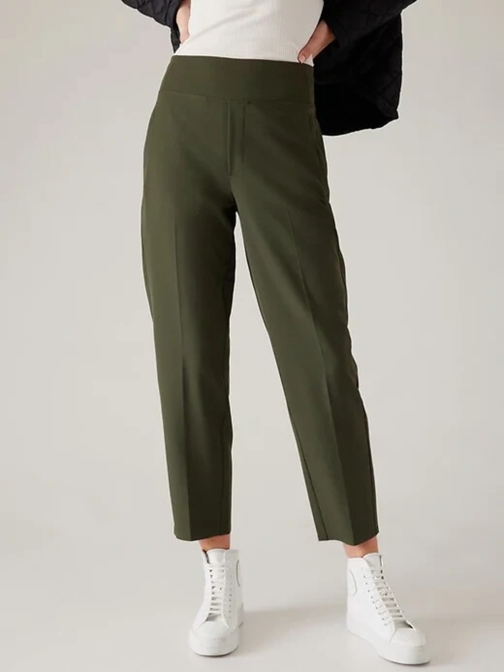 Athleta Endless High Rise Olive Green PrimaStretch Travel Pant | SIZE 6 TALL